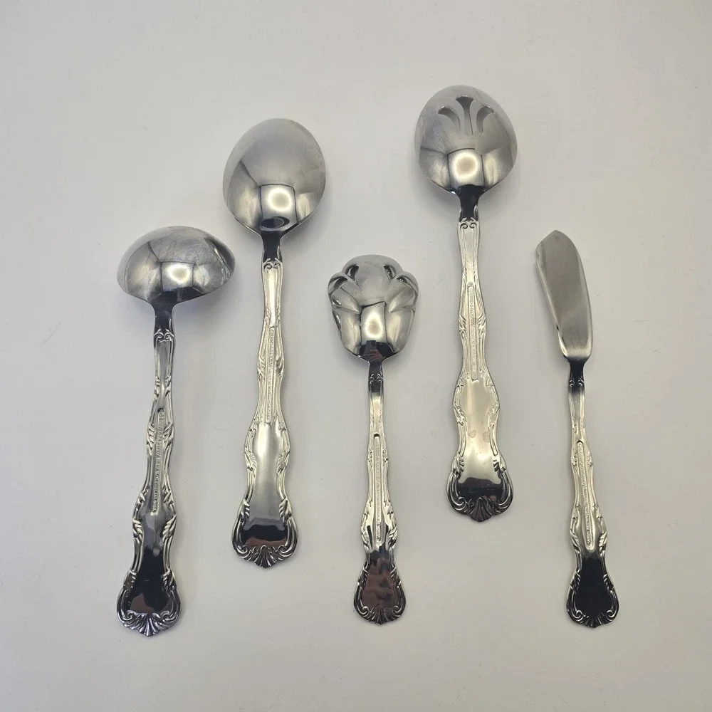 Reed & Barton Victoria Stainless Flatware Serving Pieces Ladle Butter Knife‎ Set